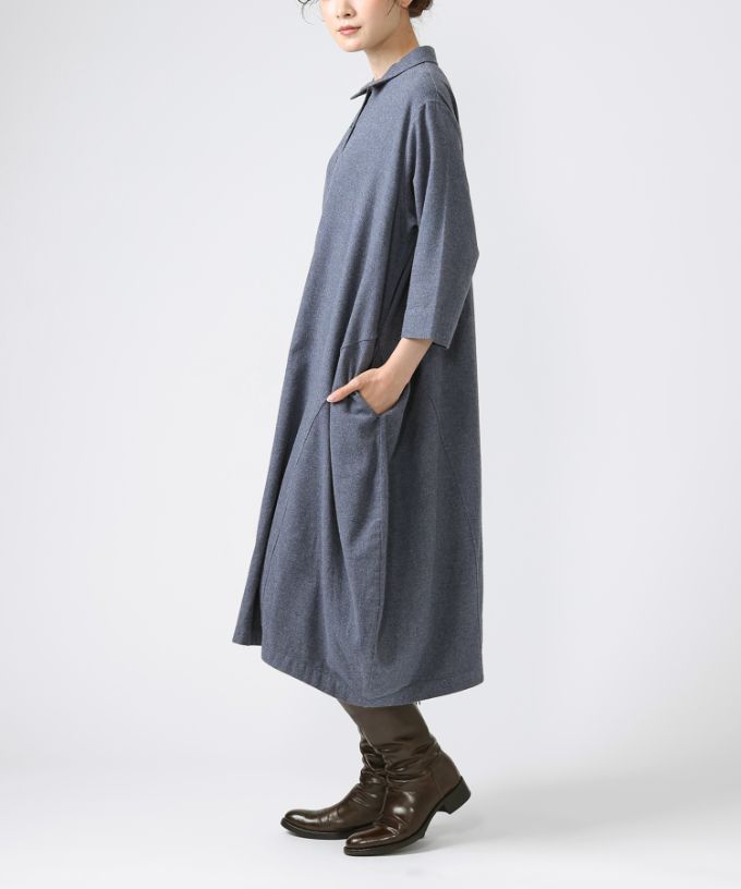 ポメロ・B　コットンネル素材のコクーンドレス