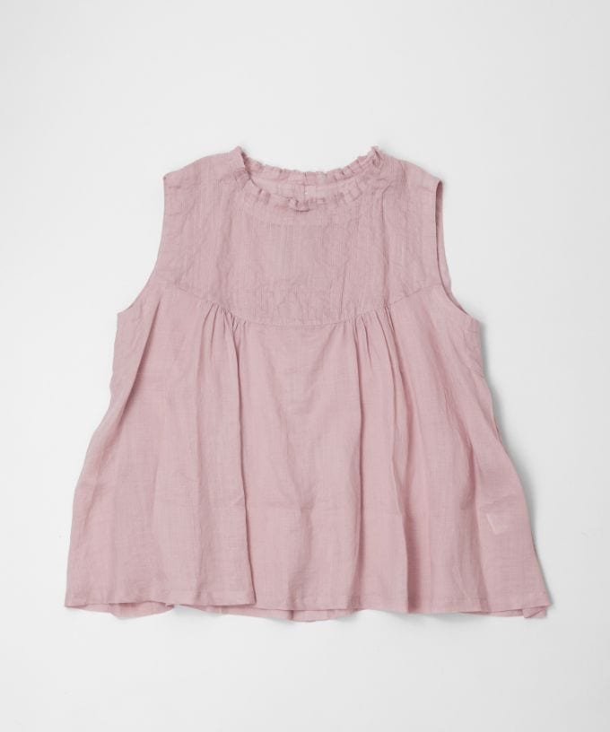 サキトップ 麻ボイルのピンタックスリーブレストップス/BRAND,BASCO