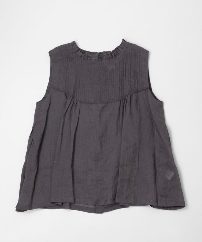 サキトップ 麻ボイルのピンタックスリーブレストップス/BRAND,BASCO