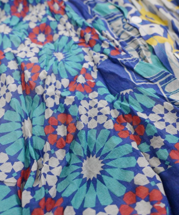 くさしゃつ　あおいろのまち［Kusa Kanmuri　シルクコットンシャツ］