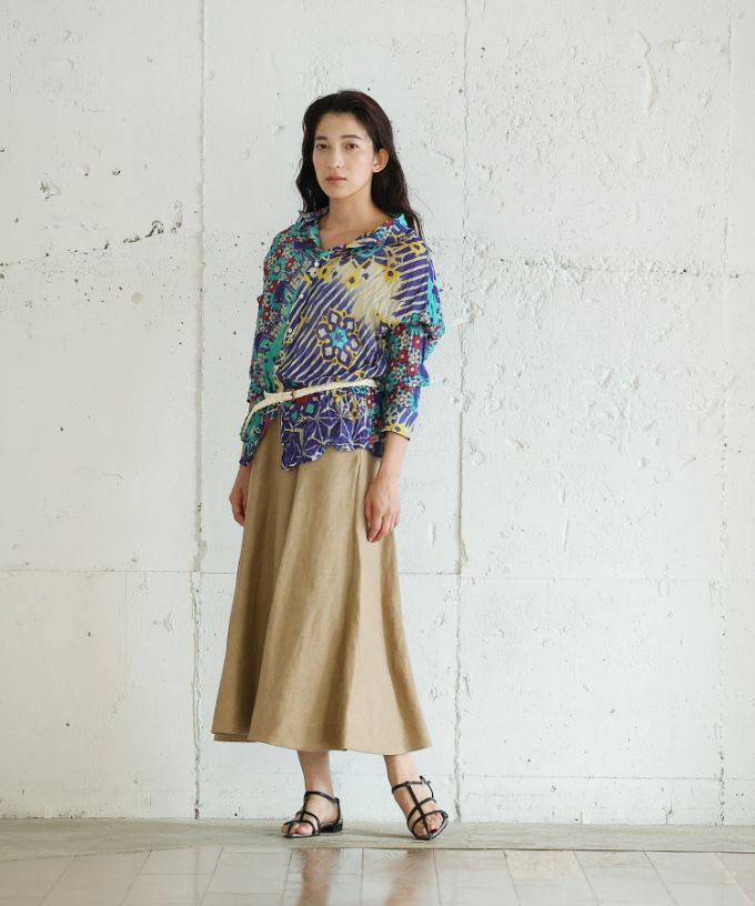 くさしゃつ　あおいろのまち［Kusa Kanmuri　シルクコットンシャツ］