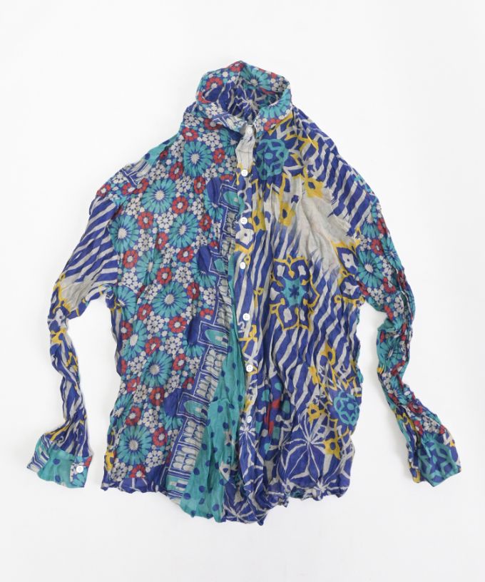 くさしゃつ　あおいろのまち［Kusa Kanmuri　シルクコットンシャツ］