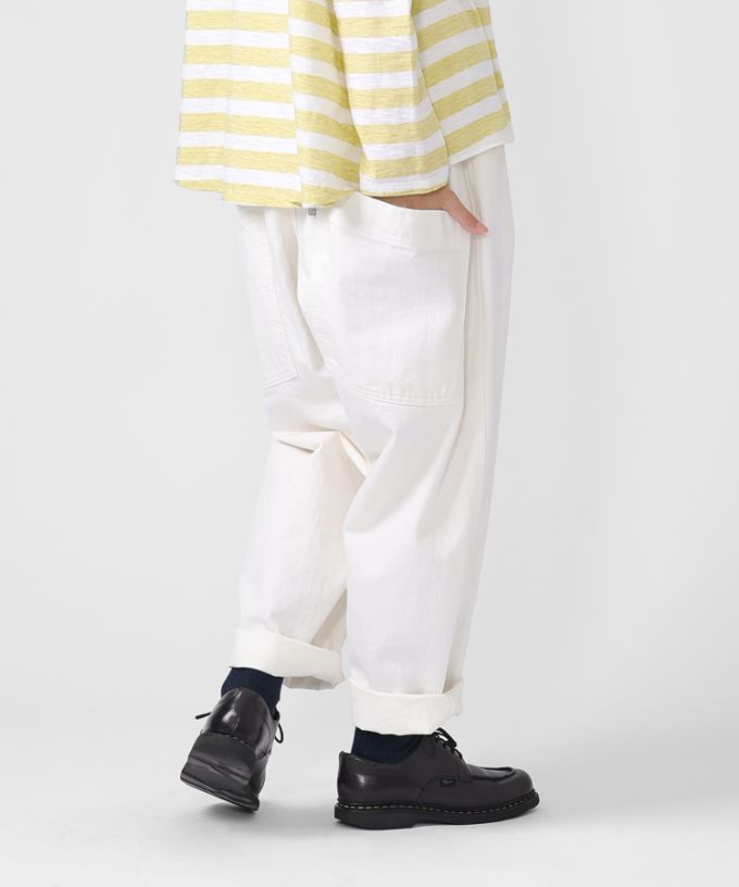 バスコ BASCO マオパンツ・ロング マオパンツロングホワイト 新登場ロング丈/ホワイトデニムバック