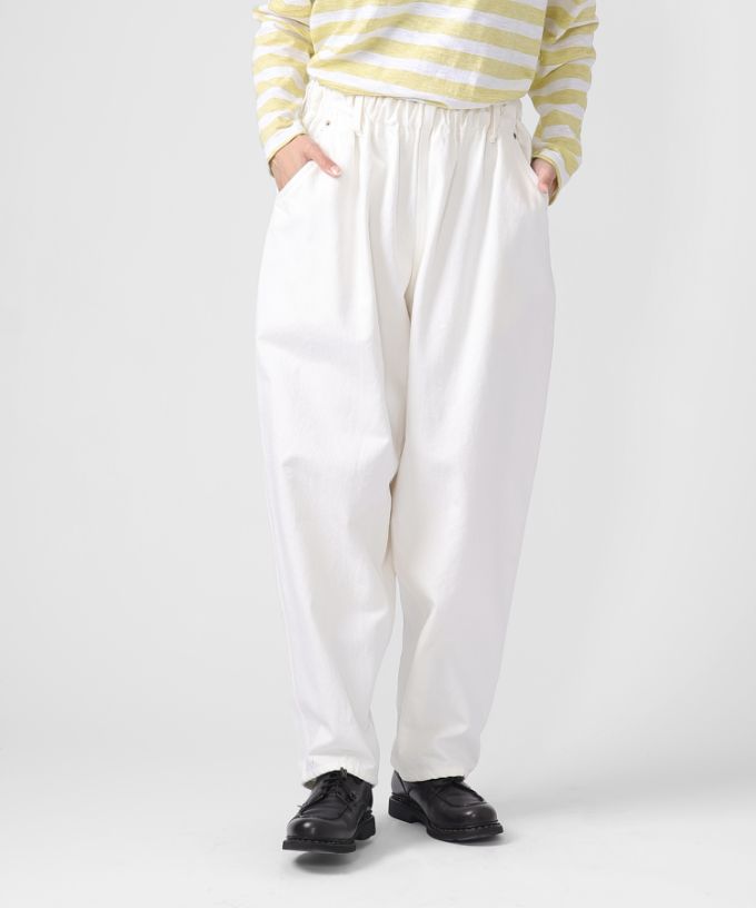 マオパンツロングホワイト 新登場ロング丈/ホワイトデニムバック