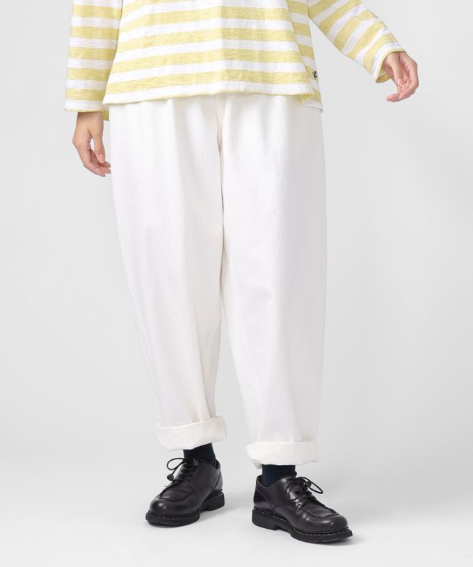 マオパンツロングホワイト 新登場ロング丈/ホワイトデニムバック