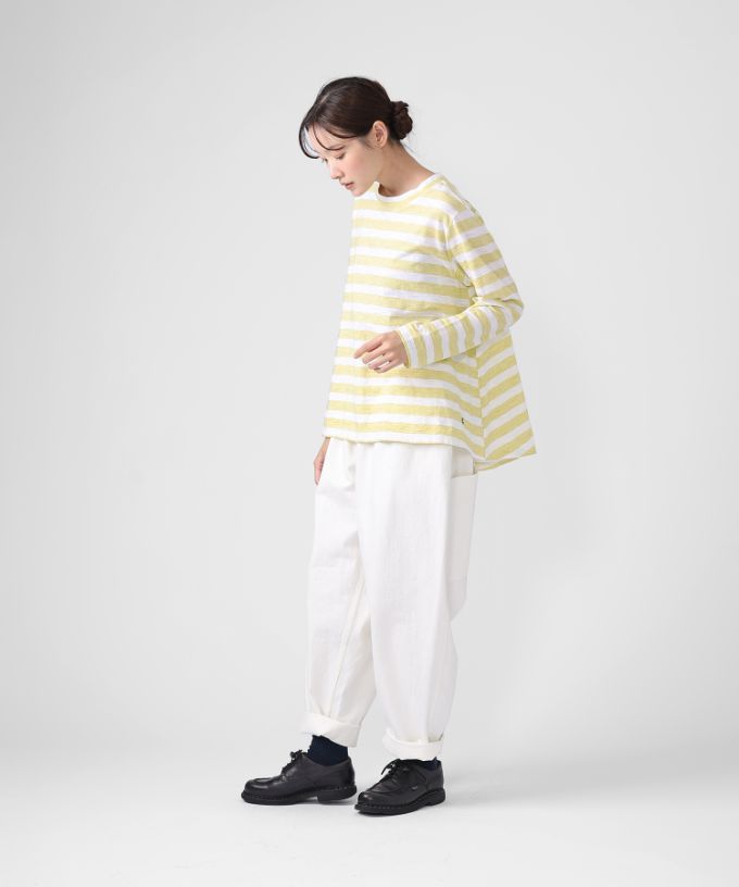 マオパンツロングホワイト 新登場ロング丈/ホワイトデニムバック