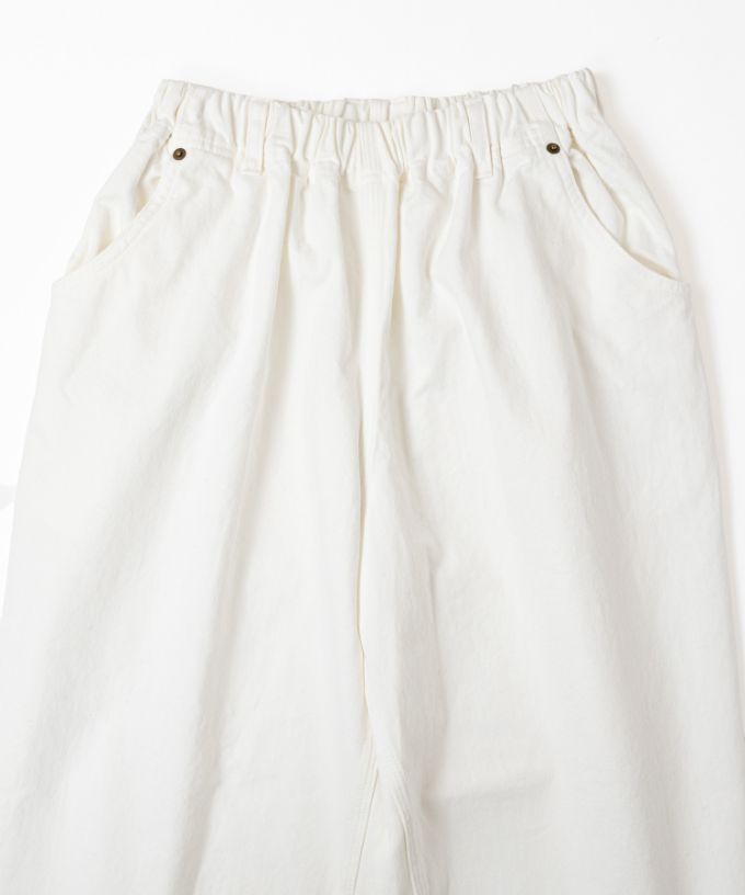 マオパンツロングホワイト 新登場ロング丈/ホワイトデニムバック