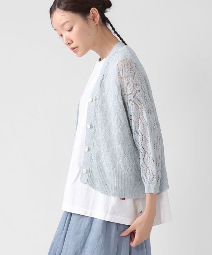 セルバカーデ・B 和紙混透かしレース編みカーディガン/ITEM,JACKET