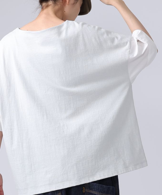 ミレーユトップ　袖切り替えのドロップショルダートップ