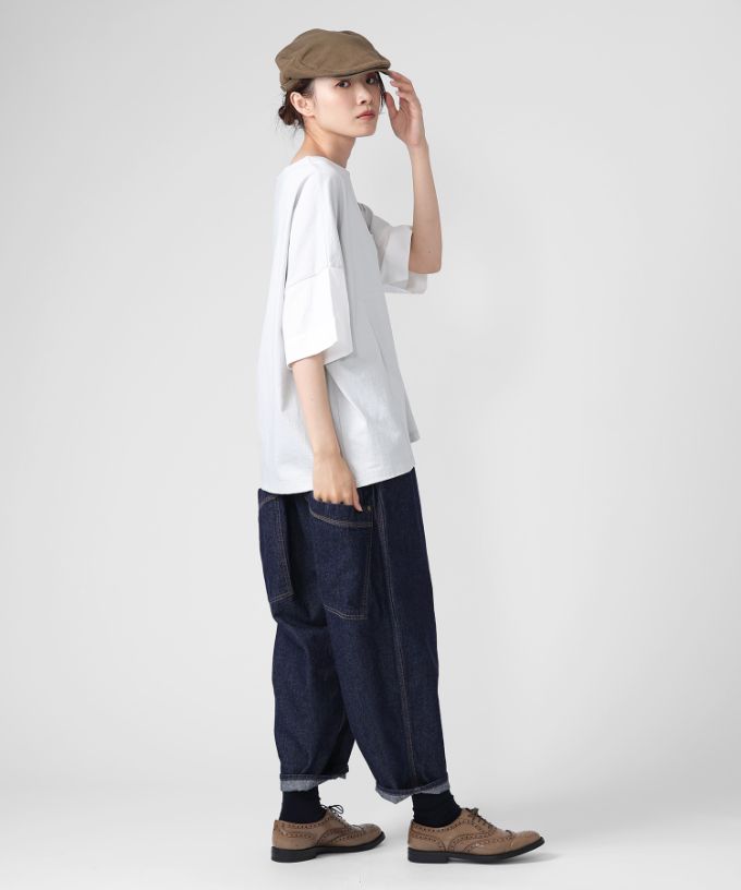 ミレーユトップ　袖切り替えのドロップショルダートップ