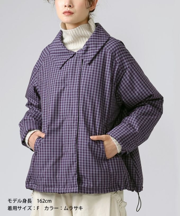 アバジャケット　ギンガムチェックの中綿入りジャケット