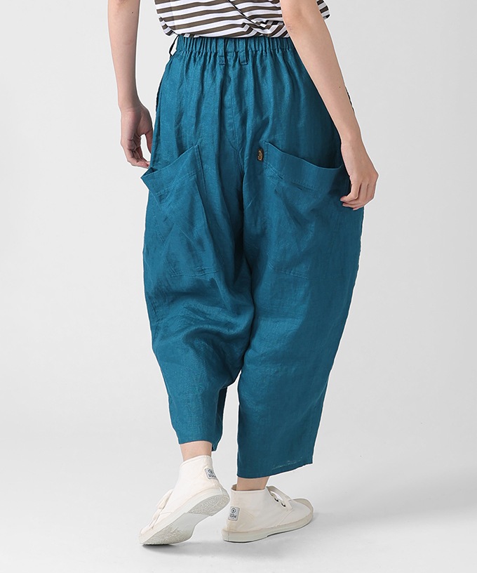 ハンドメイド作家　デカぽけパンツ　麻色 マオパンツ麻・22 リネン素材のビッグポケットパンツ/ITEM,PANTS,MAO