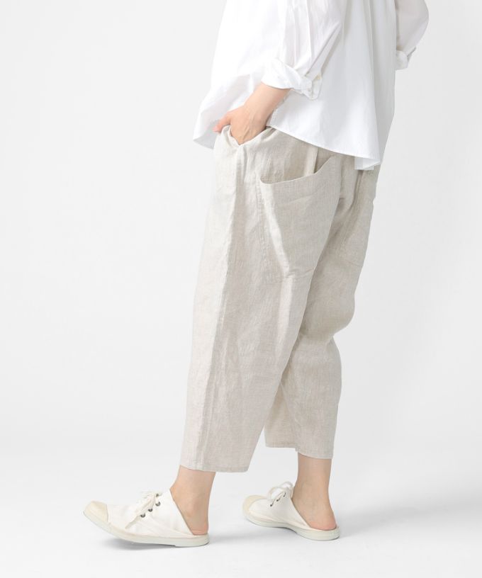 マオパンツ麻・22 リネン素材のビッグポケットパンツ