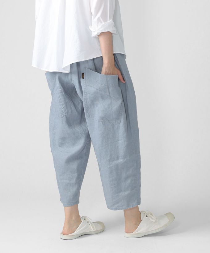 マオパンツ麻・22 リネン素材のビッグポケットパンツ
