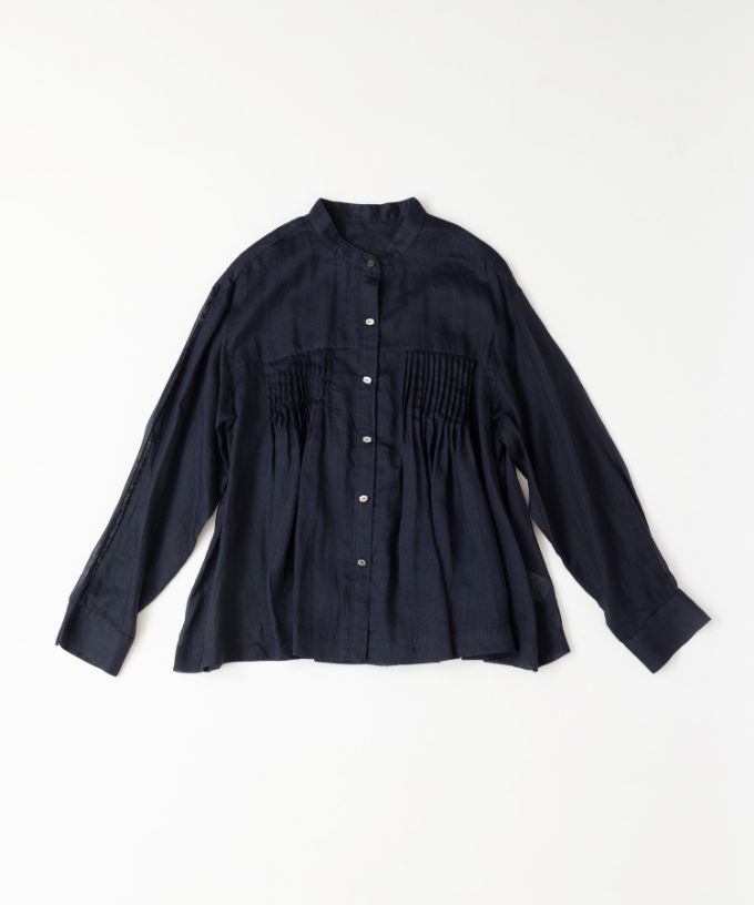 【SALE】リオン　麻ボイルのタックブラウス