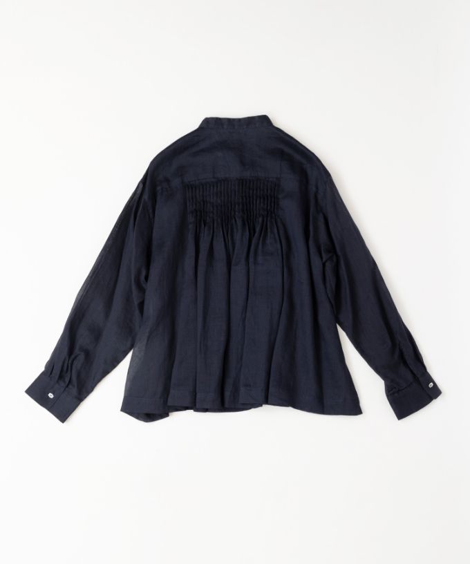 【SALE】リオン　麻ボイルのタックブラウス