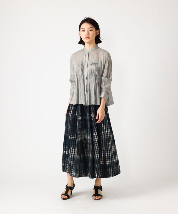 【SALE】リオン　麻ボイルのタックブラウス