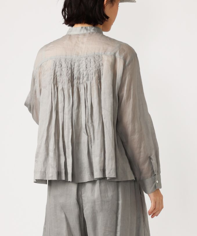 【SALE】リオン　麻ボイルのタックブラウス