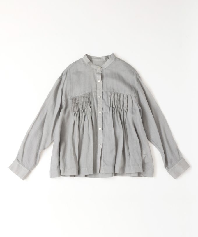 【SALE】リオン　麻ボイルのタックブラウス