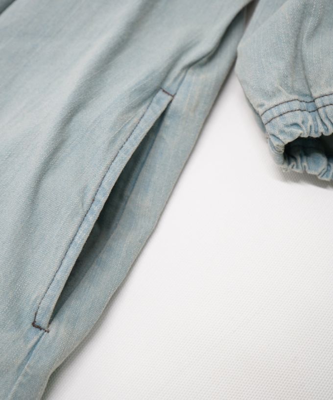 リリムドレス・B ブリーチオーバーダイのデニムバルーンスリーブドレス