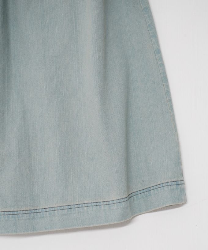 リリムドレス・B ブリーチオーバーダイのデニムバルーンスリーブドレス