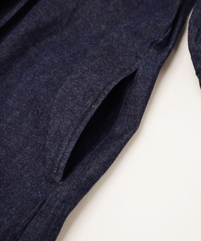 リリムドレス・B ブリーチオーバーダイのデニムバルーンスリーブドレス