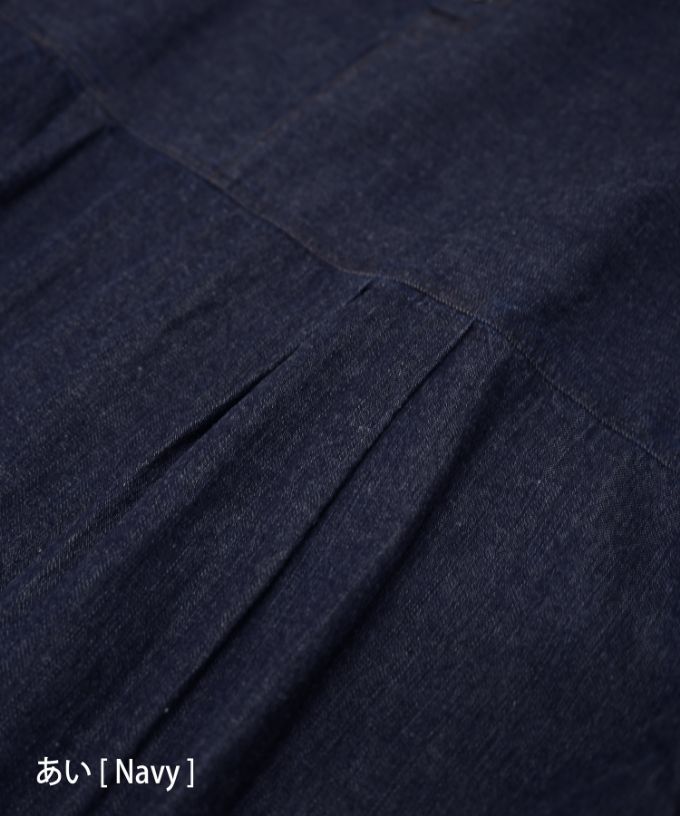 リリムドレス・B ブリーチオーバーダイのデニムバルーンスリーブドレス