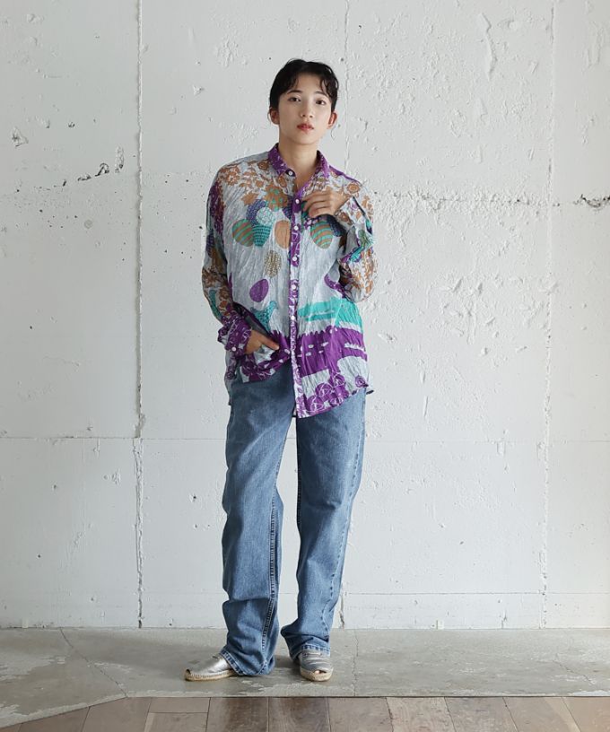 くさしゃつ　たまごのかぞく［Kusa Kanmuri　シルクコットンシャツ］