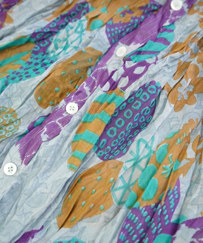 くさしゃつ　たまごのかぞく［Kusa Kanmuri　シルクコットンシャツ］