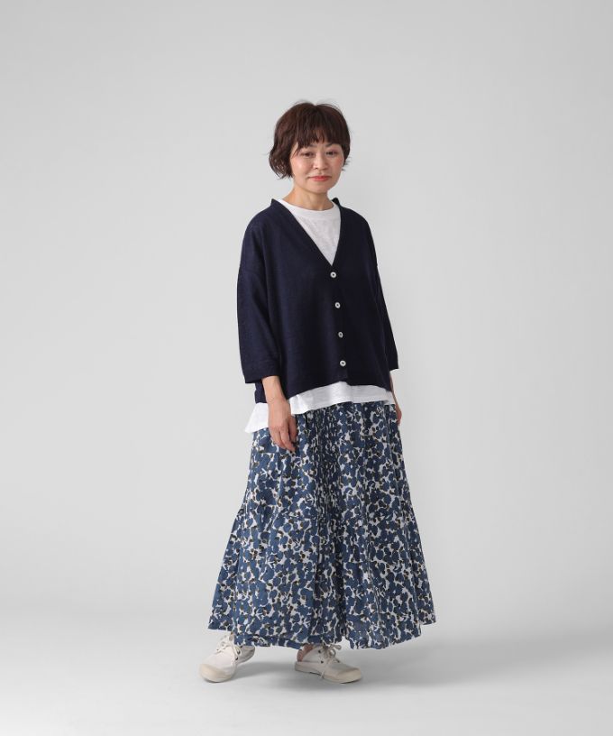 ロッカスカート・ナギサ　オリジナルブロックプリントギャザースカート