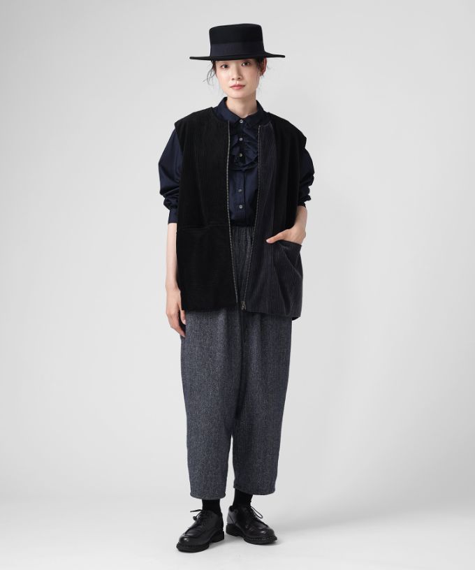 マルンベスト　ミックスコーデュロイのジップベスト