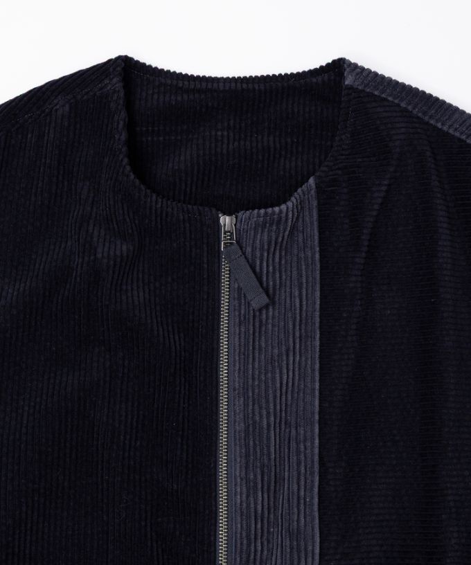 マルンベスト　ミックスコーデュロイのジップベスト