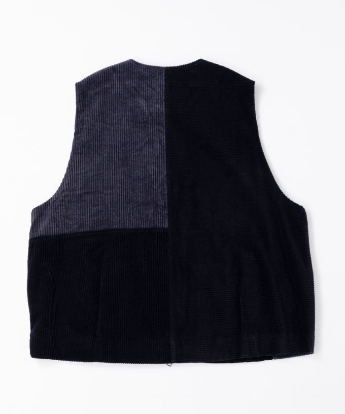 マルンベスト　ミックスコーデュロイのジップベスト