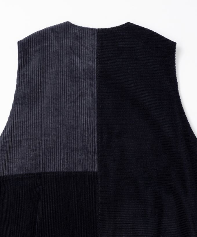 マルンベスト　ミックスコーデュロイのジップベスト