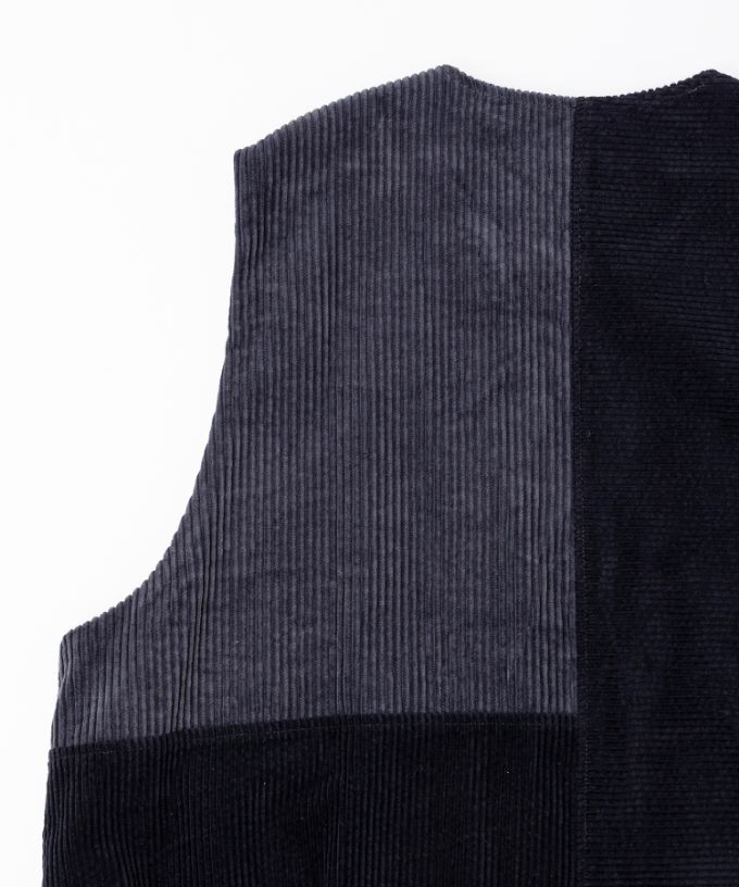 マルンベスト　ミックスコーデュロイのジップベスト