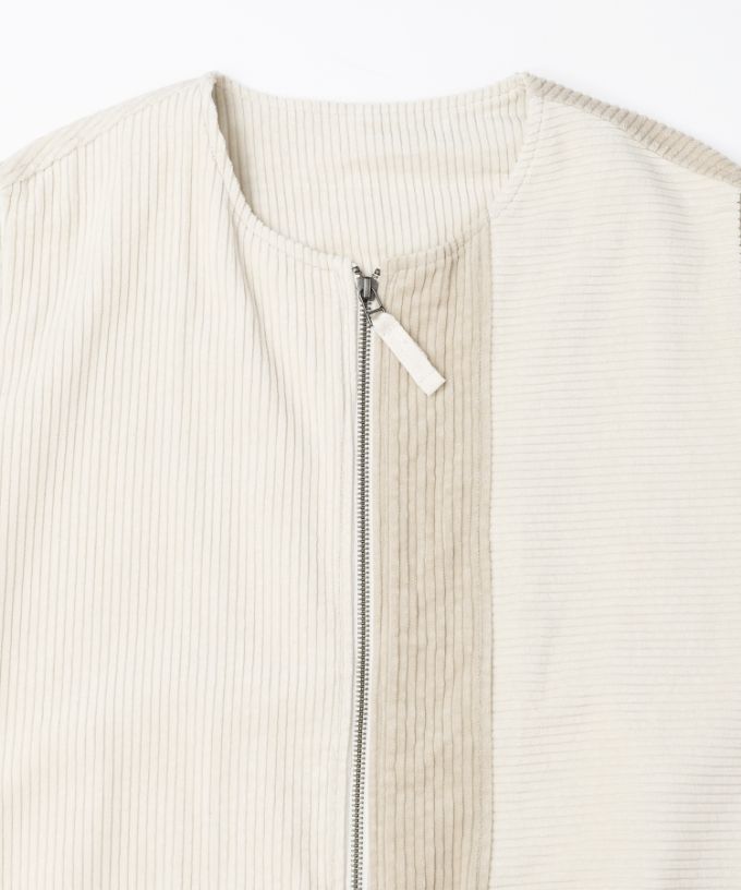 マルンベスト　ミックスコーデュロイのジップベスト