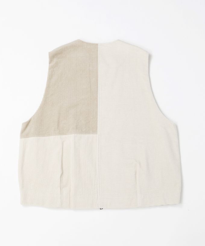 マルンベスト　ミックスコーデュロイのジップベスト
