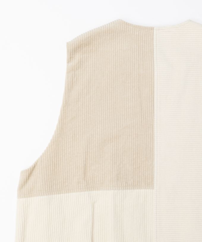 マルンベスト　ミックスコーデュロイのジップベスト