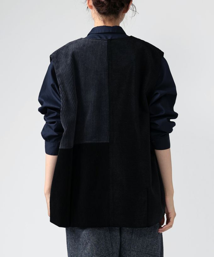 マルンベスト　ミックスコーデュロイのジップベスト