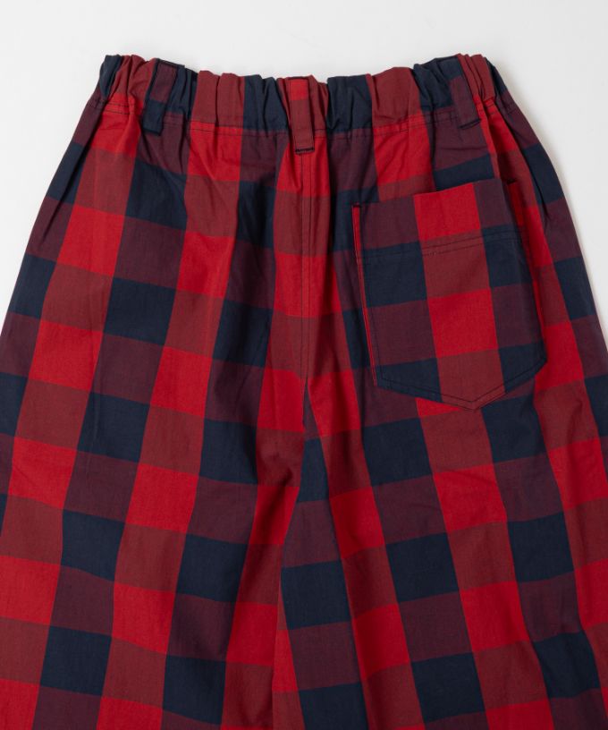 キャロルパンツ　ブロックチェックのワイドパンツ