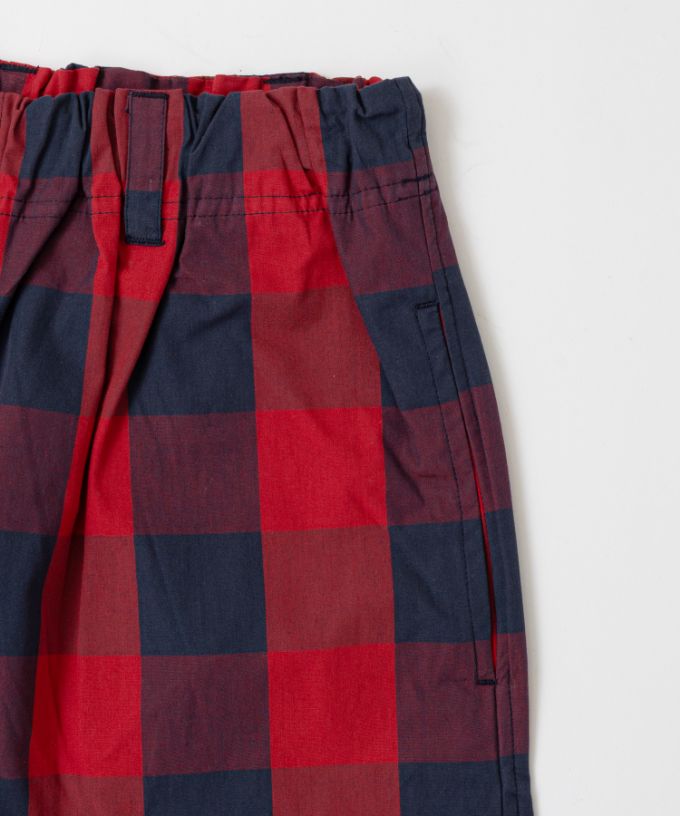 キャロルパンツ　ブロックチェックのワイドパンツ