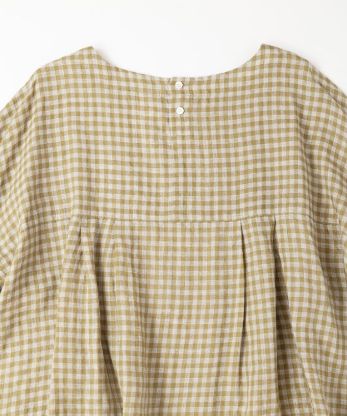 【SALE】リリムブラウス・7　ギンガムチェックのリネントップス