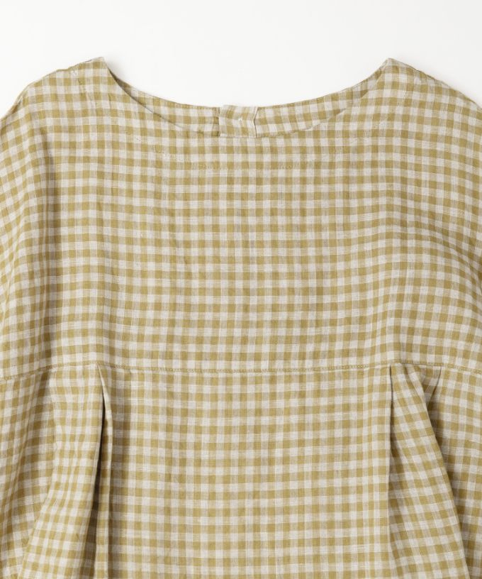 【SALE】リリムブラウス・7　ギンガムチェックのリネントップス