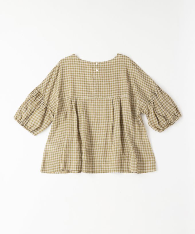 【SALE】リリムブラウス・7　ギンガムチェックのリネントップス