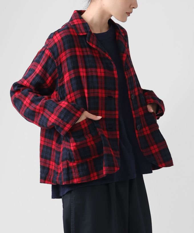 ルシタジャケット・C コットン赤チェックジャケット/ITEM,JACKET/TOPS
