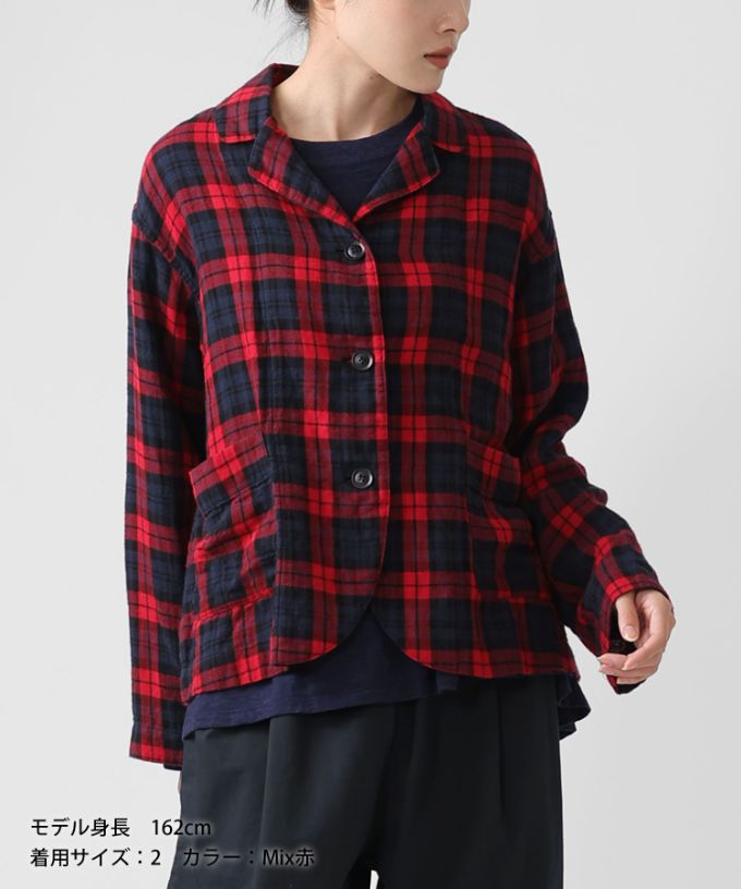 J.PRESS 赤・黒チェックジャケット L ルシタジャケット・C コットン赤チェックジャケット/ITEM,JACKET/TOPS