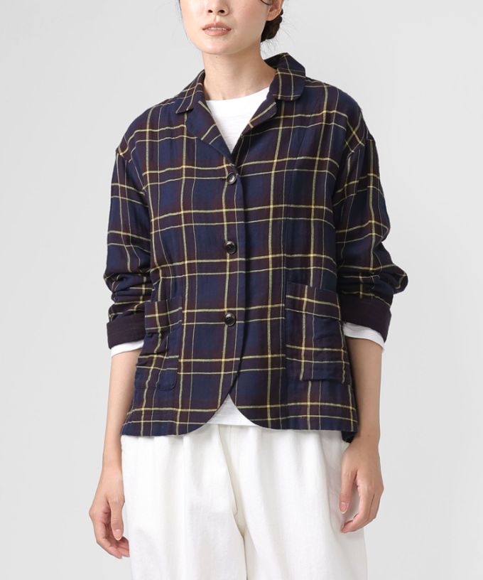 ルシタジャケット・D コットンガーゼのチェックジャケット/ITEM,JACKET