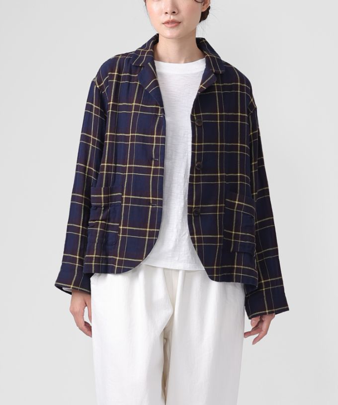 ルシタジャケット・D コットンガーゼのチェックジャケット/ITEM,JACKET