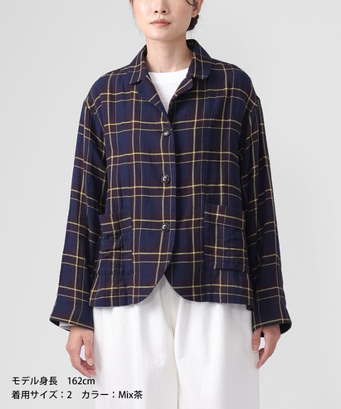 ルシタジャケット・D コットンガーゼのチェックジャケット/ITEM,JACKET