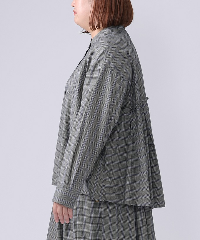 アンジェ・グレン・4【プラスサイズ】オリジナルグレンチェックの後ろタックブラウス